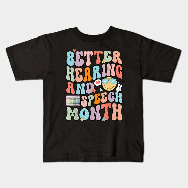 Retro  Hearing and Speech Month Speech Pathologist SLP Kids T-Shirt by gibbkir art